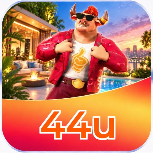 Interface da plataforma 44u mostrando slots populares e bônus de boas-vindas